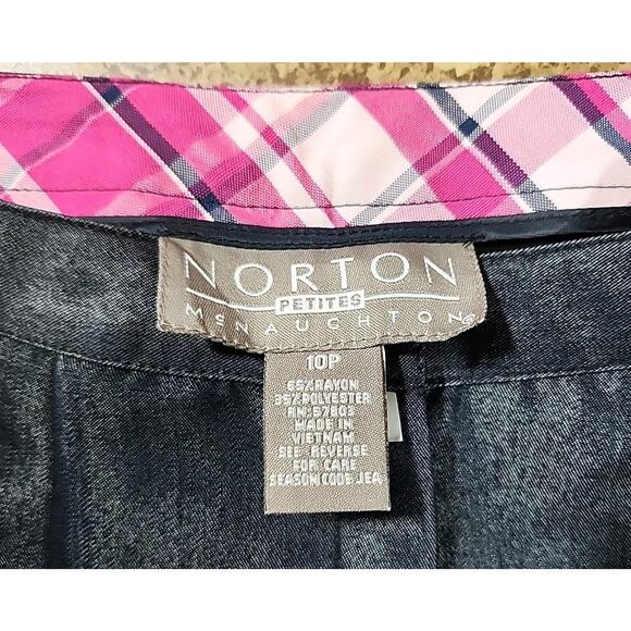 Norton Mcnaughton Womens Dress Pants Size 10P Straight Leg Black Shimmer Pleated - Picture 7 of 8